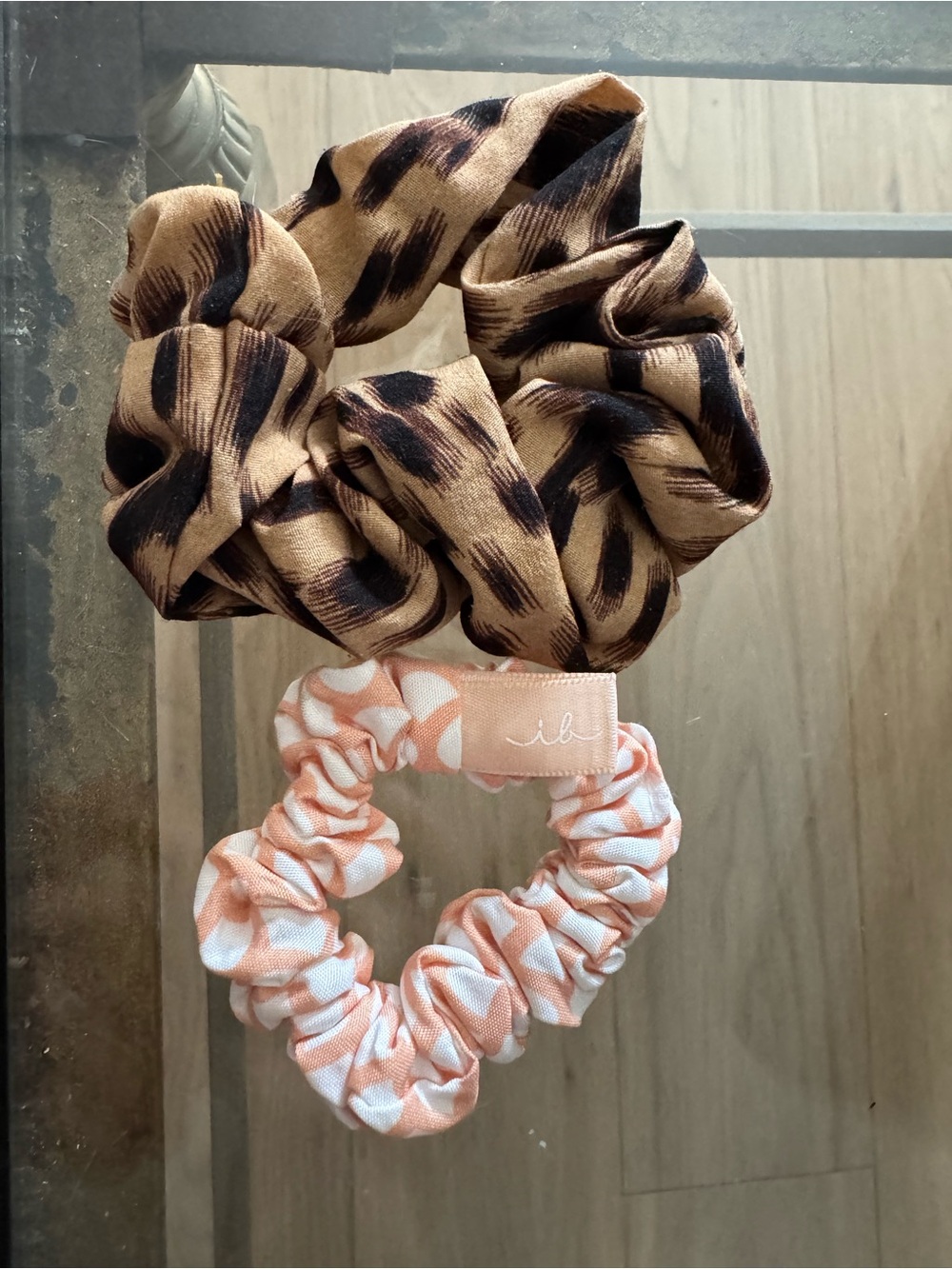 Peach & Leopard Print Scrunchie Set - Women’s Hair Accessories